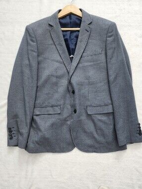 PIERRE CARDIN Men's Sz 44R Navy Blue Textured Micro Dot Blazer Sport Coat Preppy
